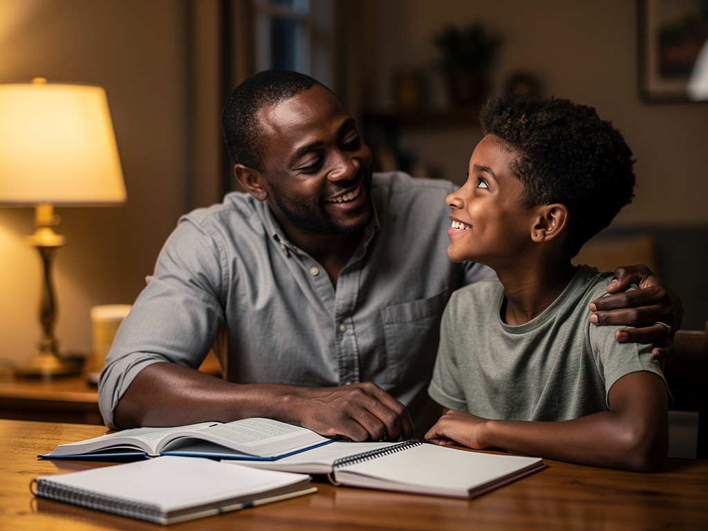 Père africain et son fils — moment d'intimité ECOFA